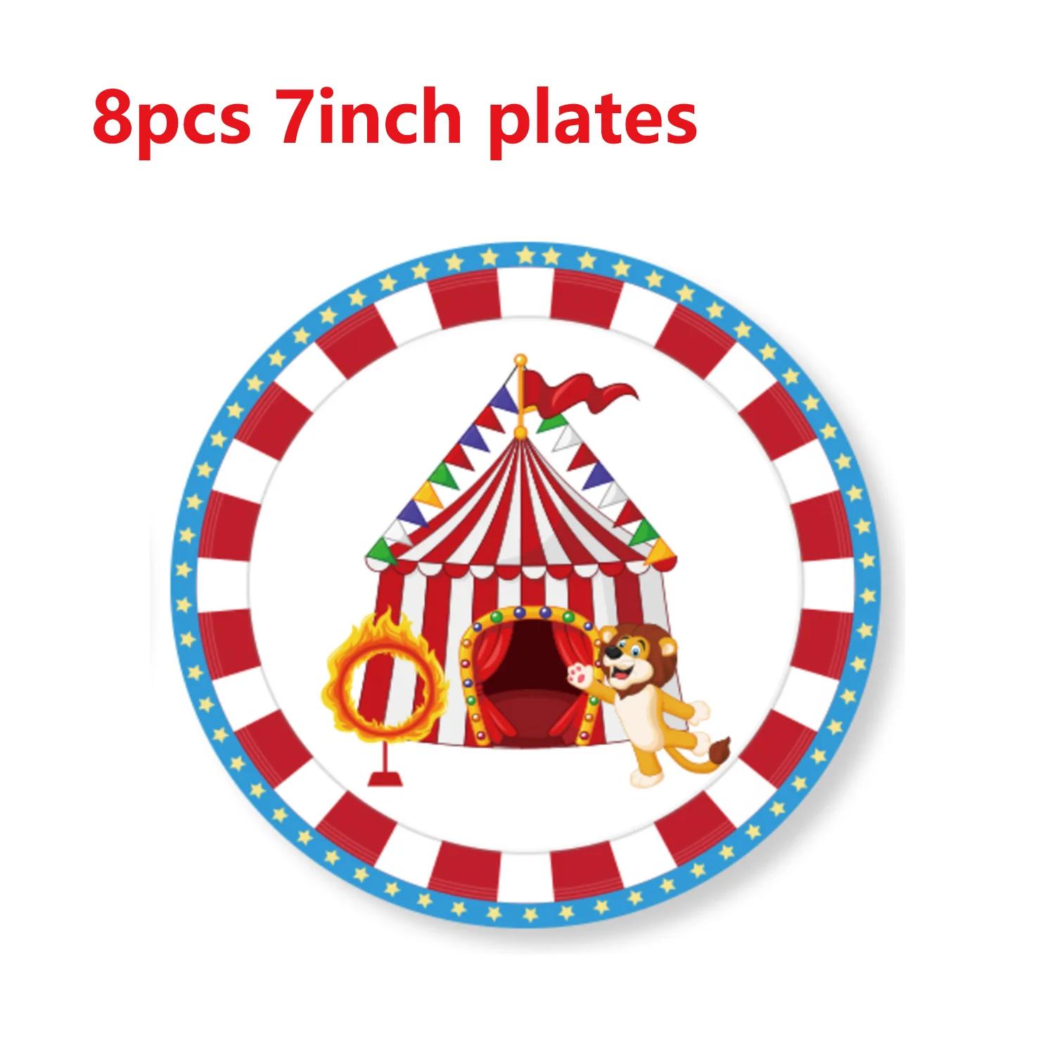 Zirkus-Einweggeschirr, Teller, Servietten, Tischdecke, Banner für Geburtstagsfeier, Geburtstagsdekoration, Festival-Partyzubehör – Detail 11