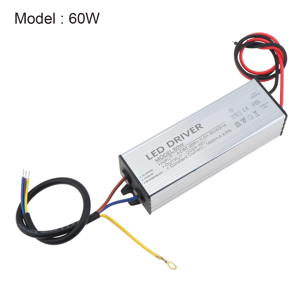 

60W Waterproof LED Driver 85-265V AC TO 24-42V DC LED Power Supply Transformer Adapter Drive Power Supply