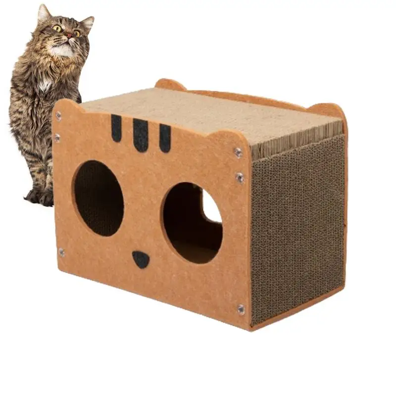 Cardboard Cat House Corrugated Scratching Lounge Bed Detachable Cat Scratcher Hideout for Furniture protector home pet supplies