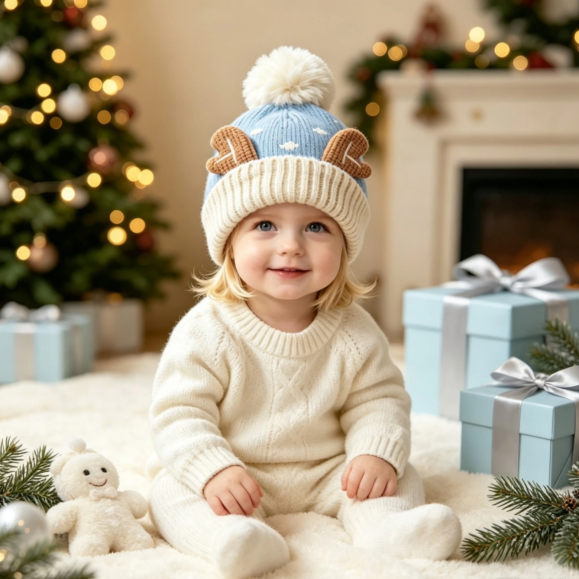 Kids' Reindeer & Snowflake Knit Hat — product detail 8