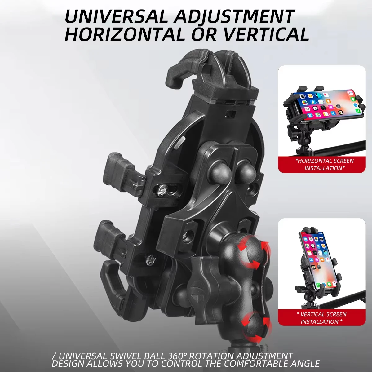 حامل الهاتف المحمول مع وحدة امتصاص الصدمات قابل للتعديل في أي زاوية للدراجات النارية والسكوتر ATV ودراجة الهاتف الخليوي #4