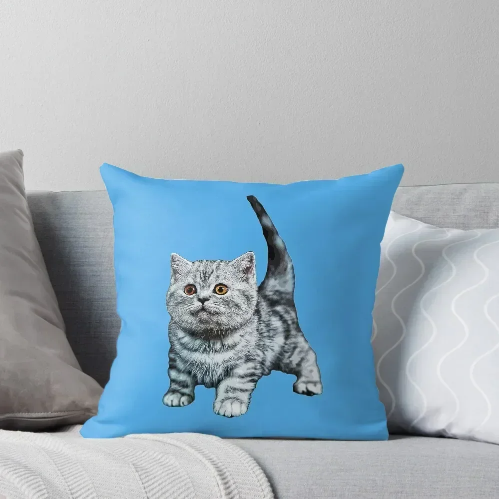 

British Shorthair Tabby Cat Kitten Throw Pillow Christmas s Covers christmas supplies ornamental pillows for living room pillow