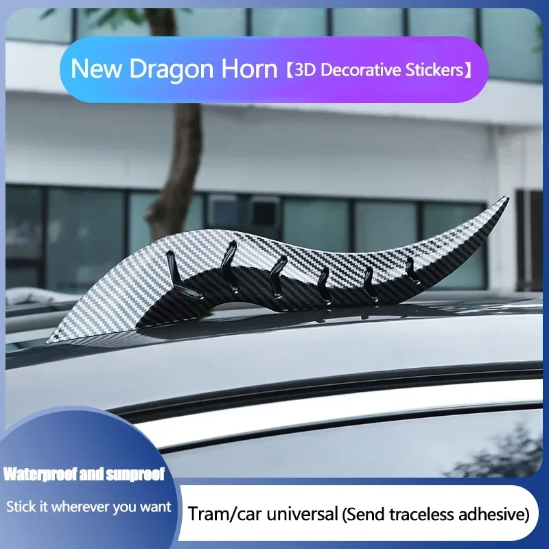 A Pair New Style Dragon Horn Car Roof Modification for Cars Universal 3D Devil Horn Style Roof Decorative Accessory