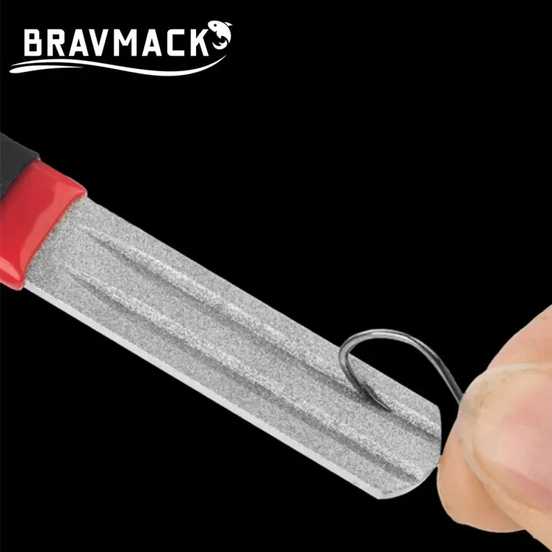BRAVMACK 1 قطعة المحمولة مزدوجة الأخدود الصيد هوك مبراة أداة في الهواء الطلق طحن شحذ معدات صيد الأسماك شحذ الجهاز #6