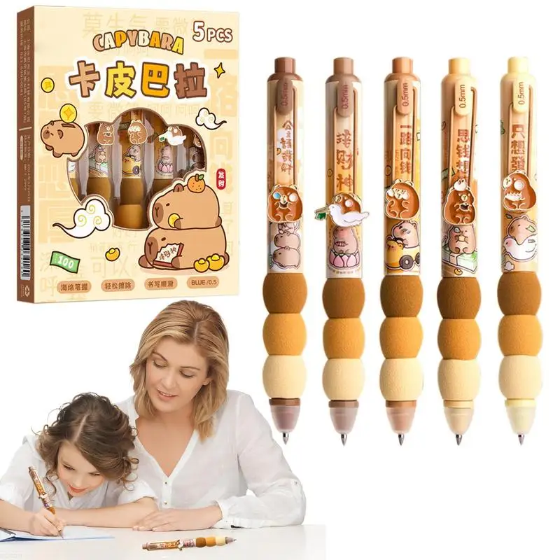 Ballpoint Pen Capybara Ballpoint Pen Quick-Drying Pens Cute Pens Erasable Pen 0.5mm Black Ink Pen Soft Grip Smooth Writing Pens