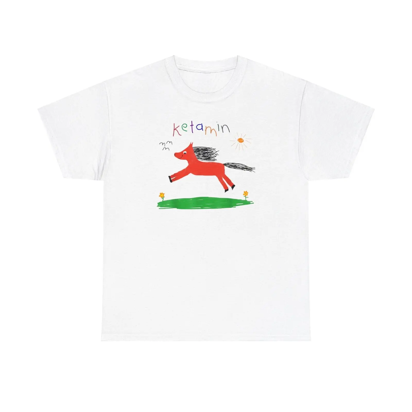 Ketamine horse child drawing tee Meme Unisex Heavy Cotton Tee