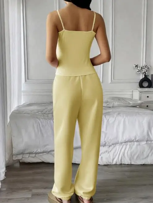 

Women's T-Shirts 2025 Autumn and Winter Latest Sports Hot Girl Suspender T-Shirt Straight Leg Pants Set Women's Clothing