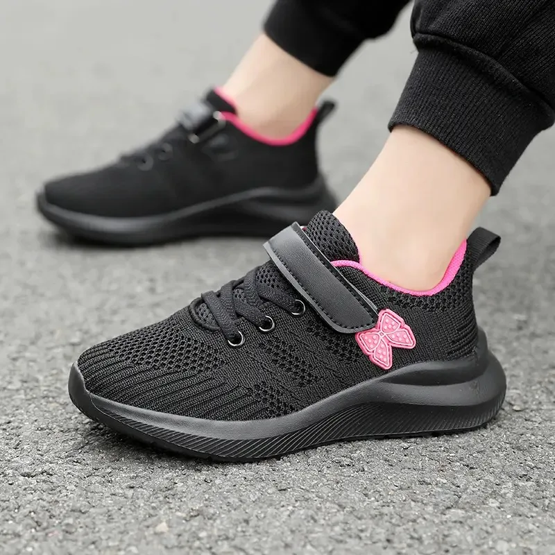 

Детские спортивные кроссовки, сетчатые кроссовки для бега, дышащие кроссовки в стиле принцессы с плетеным верхом и противоскользящей подошвой, повседневные детские кеды