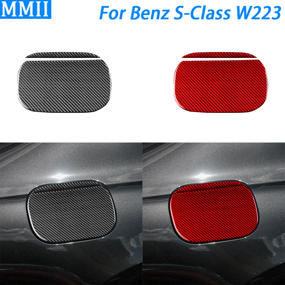 For Benz S-Class W223 2021-2024 Real Carbon Fiber External Fuel Tank Cas Cap Cover Decorative Car Decoration Accessories Sticker