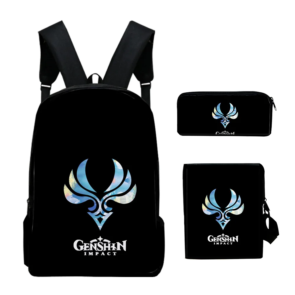

Hip Hop Genshin Impact Logo 3D Print 3pcs/Set pupil School Bags Laptop Daypack Backpack Inclined shoulder bag Pencil Case