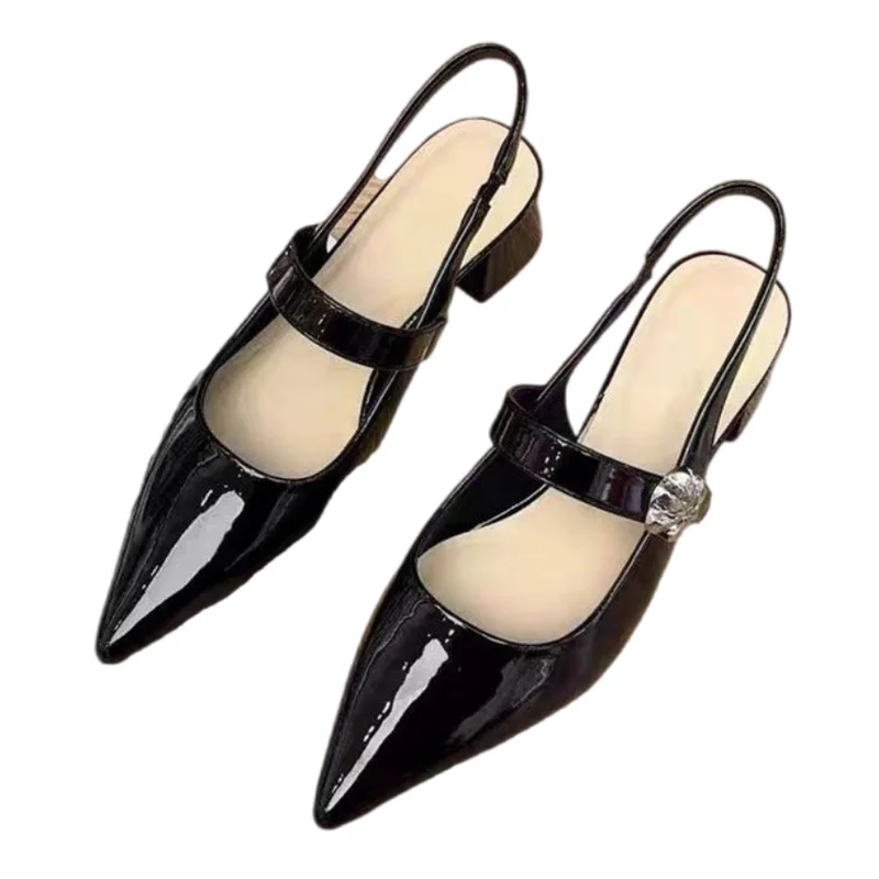 High Heels Women Sandals Summer Slingback Shoes Woman Elegant Office Dress Slippers 2025 New Pointed Toe Pumps Slides Mujer