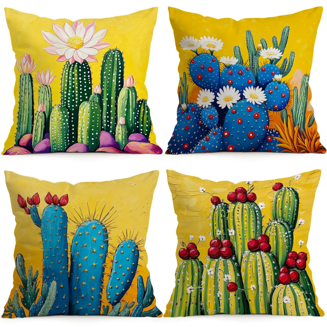 Colorful Cactus Pillowcase Printed Polyester 40/45/50cm Throw Pillowcover Decorative Sofa Cushion Pillowslip Home Decor