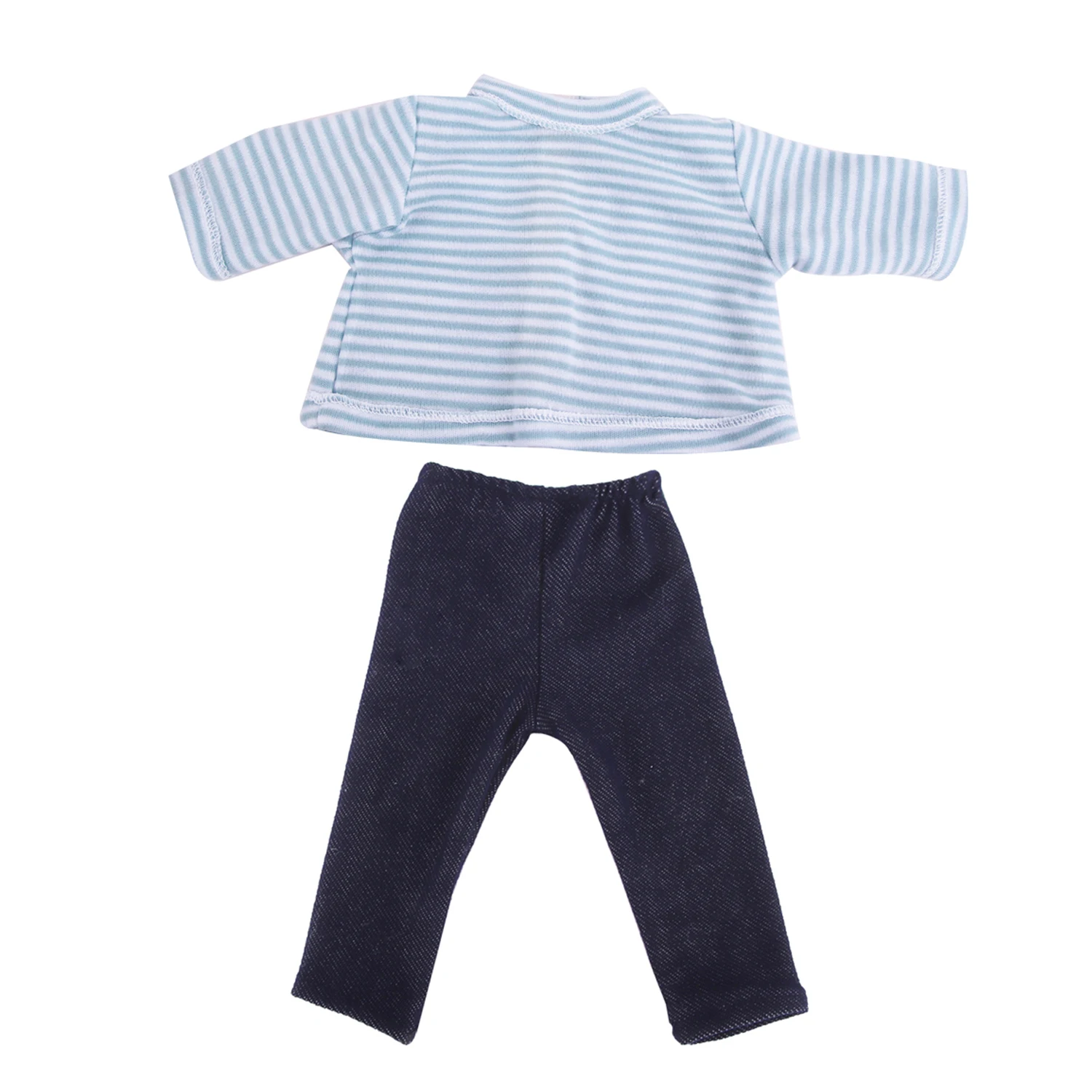 43Cm Baby Pasgeboren Poppenkleding Set Blauw Gestreept T-Shirt + Legging Kleding Pak Voor 18 Inch American & Og Meisje Poppen Speelgoed Cadeau