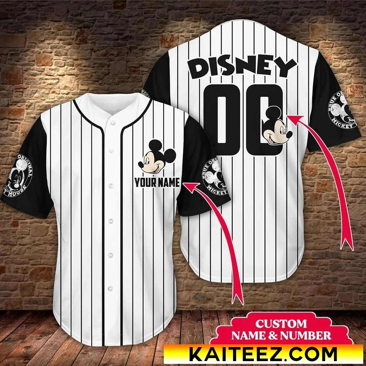 

Disney Mickey Men's Baseball Jersey 3D Print Breathable Casual Custom Name and Number Disney Mickey Logo Face Baseball Jersey