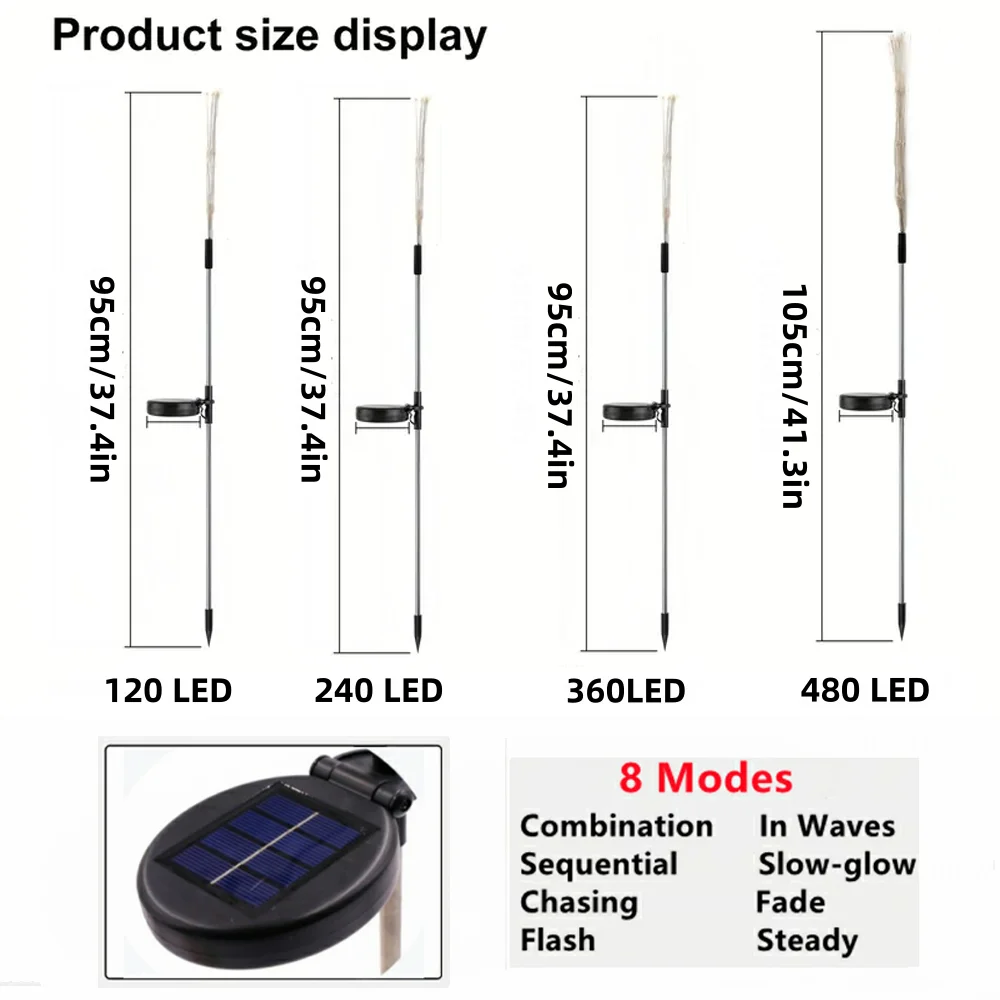 1 szt. LED słoneczne fajerwerki światła zewnętrzna wodoodporna słoneczna wróżka ogrodowa lampa na trawnik ścieżka Patio Yard Party świąteczne