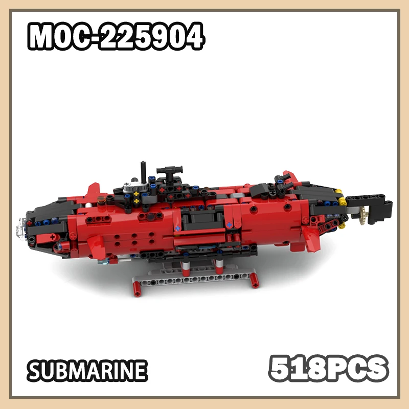 

MOC-225904 строительные блоки подводной лодки, техническая модель лодки, кирпич для мальчиков, набор для взрослых, креативные подарки на Рождество и Хэллоуин, 518 шт.