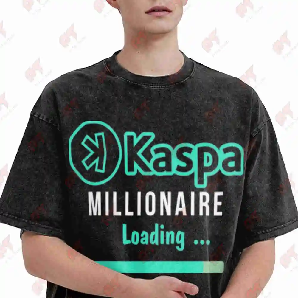 Kaspa Crypto Millionaire Loading Vintage Washed Tee Pure Cotton T-Shirt