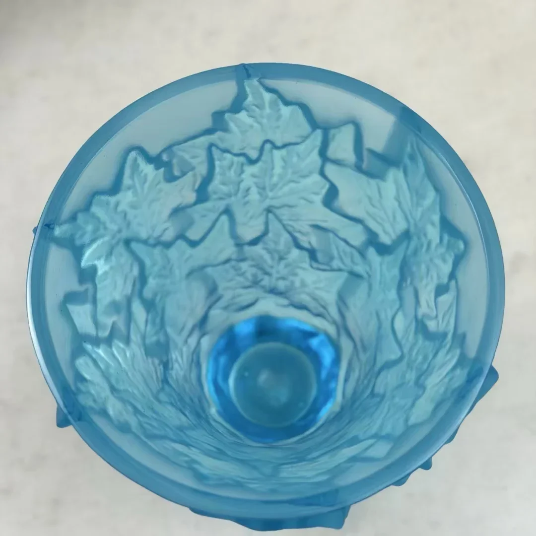 18.5x14x6cm Maple Leaf Embossed Vases Crystal Glass Frosted Vase