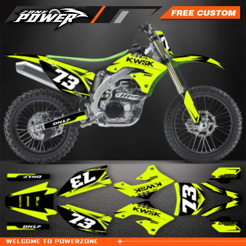 

Powerzone Motorcross Graphics Decal Stickers Kits for KAWASAKI KXF450 KXF 450 2009 2010 2011 Number Name Custom
