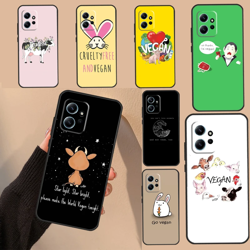 VEGAN QUOTES Rabbit LOVE VEGGIE Cover For Xiaomi Redmi Note 12 11 10 8 9 Pro Note 12S 11S 10S 9S Redmi 12 9C 10C 12C Case