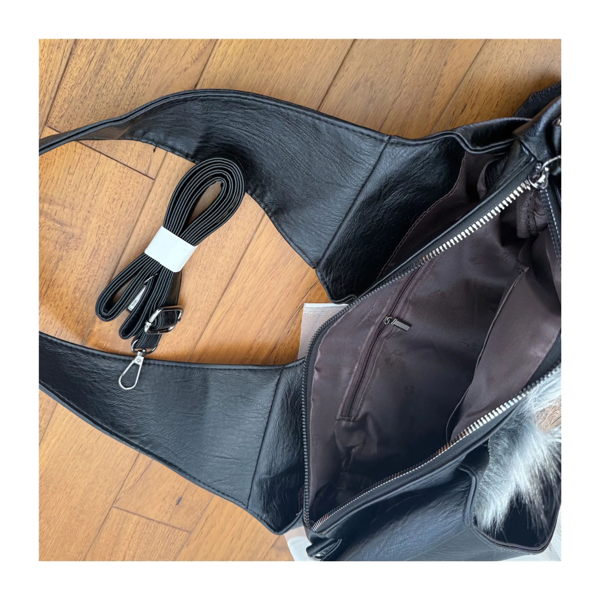 Punk Locomotive Bag Black Fluffy Rivets Y2K Bags Unique Large Capacity Tote  Bag Autumn and Winter Commuter Messenger Bag