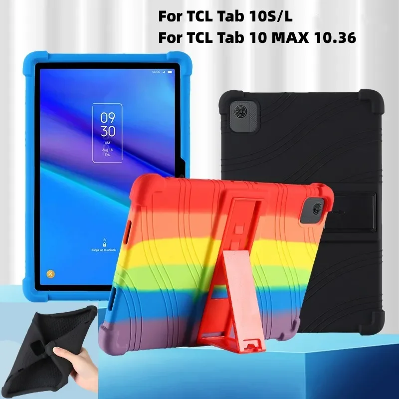 For TCL Tab 8 LE 9137W Tab 10S 10L Shockproof Standing Case 10.1 inch Tab 10 MAX 10.36 inch Tablet Case Silicon soft Kick Cover