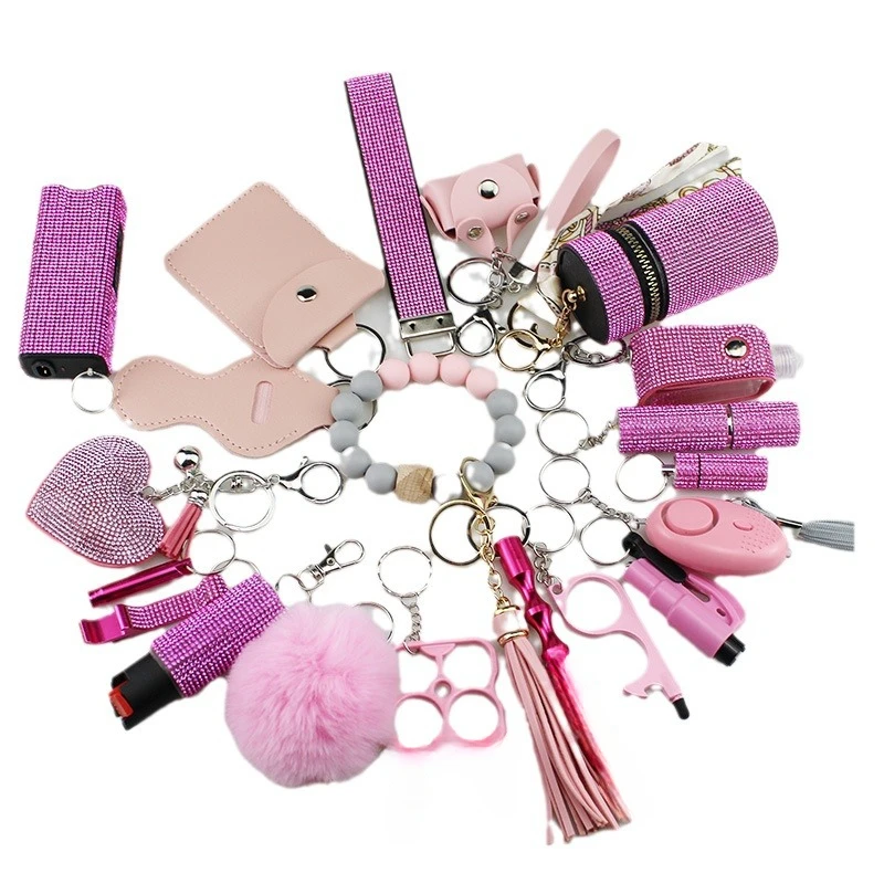Self Protection Keychains Set para mulheres, conta, pulseira, conjunto completo, chaveiro, 21pcs