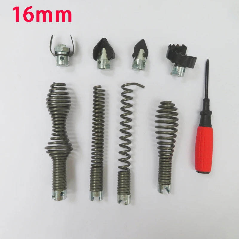 16mm Manganese Steel Drain Cleaner Combination Cutter Drill Head Connector For Electric Dredger Machine Spring Tool