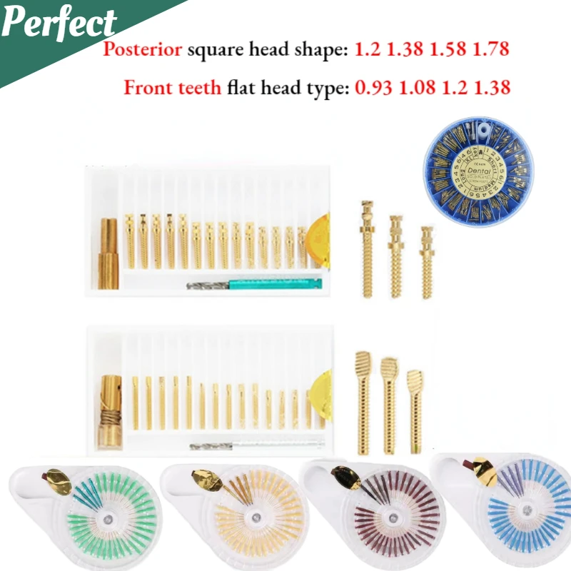 Stainless Steel Dental Endodontic Conical Screw Post Endo Root Canal Pins Pure Titanium Gold Plated Quartz Glass Material