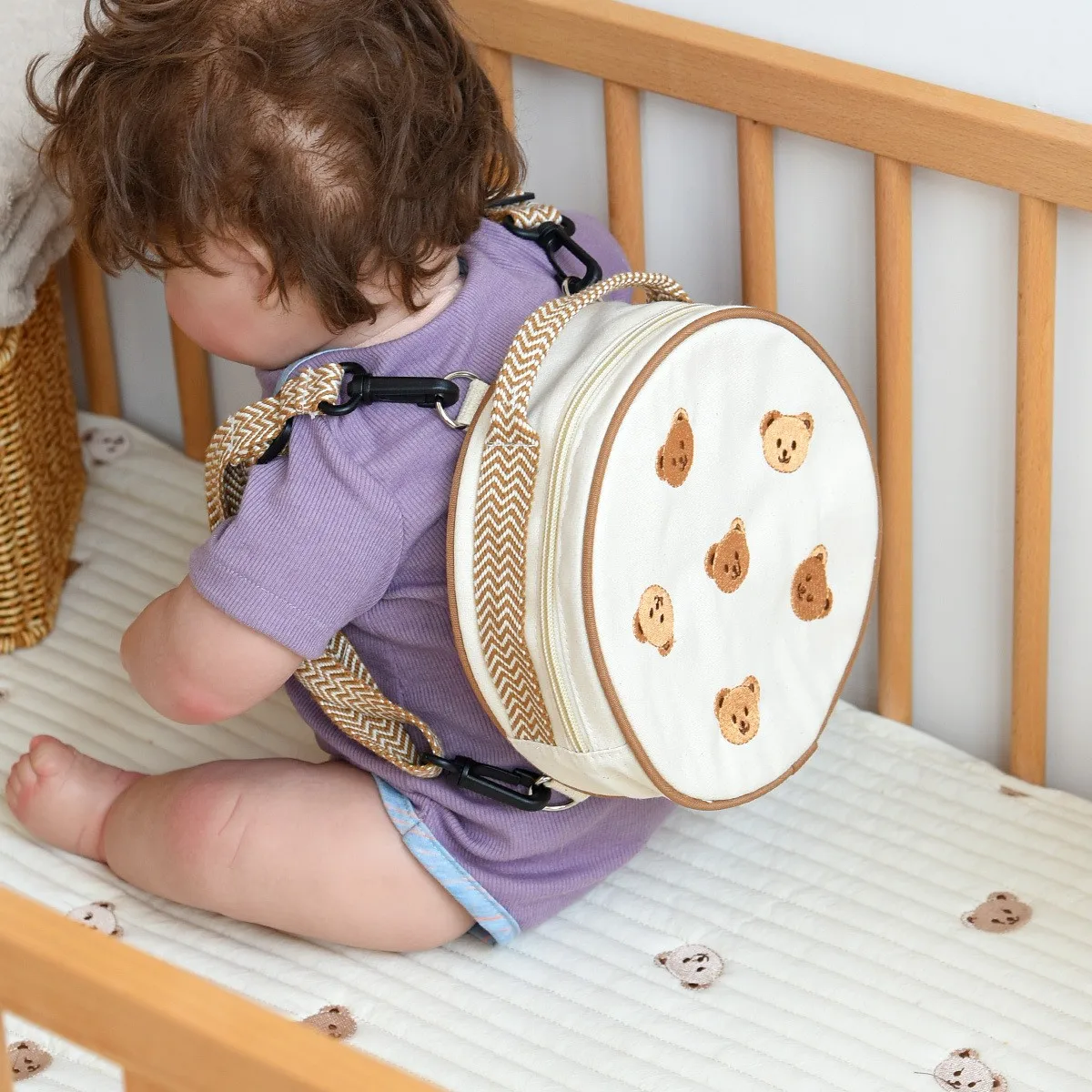 Zaino per bambini con orso ricamato per la scuola materna, borsa da viaggio per ragazzi e ragazze, per studenti anti smarrimento