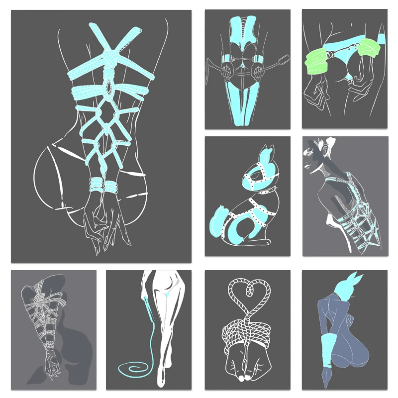 Erotica Fetish Shibari Bondage Pop Art Posters and Prints Modern Art Canvas Painting Wall Art Pictures Home Bar Room Decoration