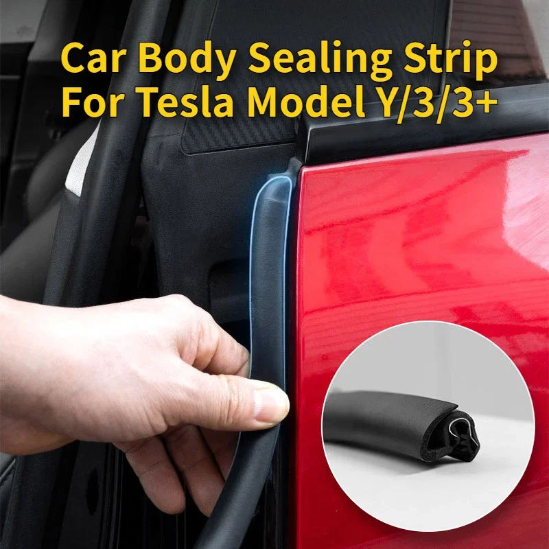 Car Body Sealing Strip for Tesla Model Y/3/3+ Highland 2018-2024 B/C Pillar Skylight Sound Insulation Rubber Strip Accessories