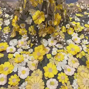 نسيج فستان الزفاف للمرأة ، قماش التطريز من جانب واحد ، زين ثلاثي الأبعاد ، نسيج التطريز ، مادة اللباس الراقية أعلى 12 مبيعات 3D النسيج - No10