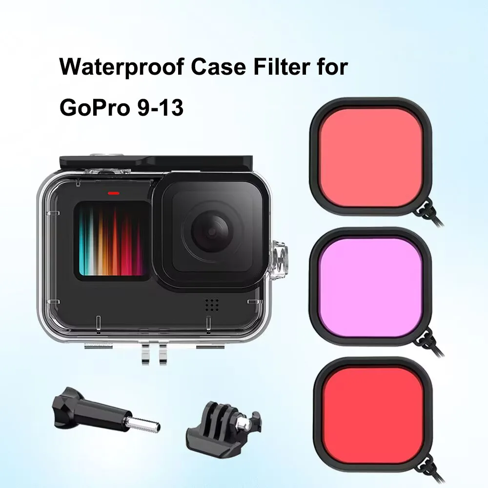 PyroGraphy Gopro Sports Cameras Waterproof Case with Tri-color Filter Kit Gopro Quick Release Mount for Gopro Hero 9/10/11/12/13