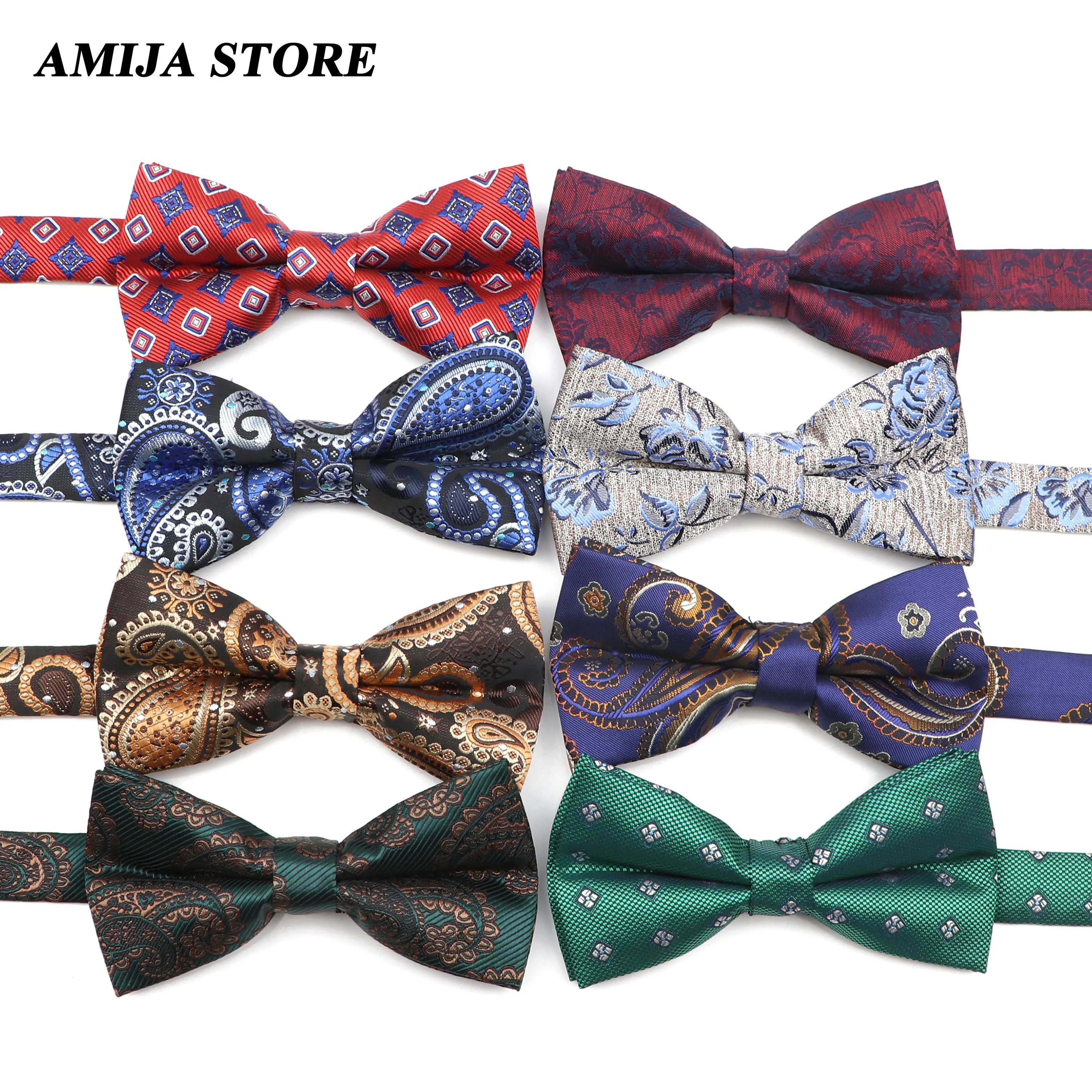 45 Styles Jacquard Polyester Male Bowknot Hombre Paisley Printed Formal Clothing Wine Blue Silver Red Butterfly Office Tie Bowti