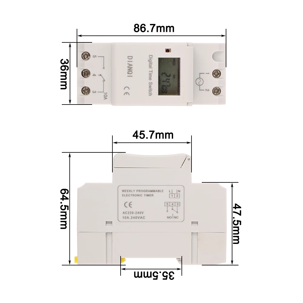 Electronic Weekly 7 Days Programmable Digital TIME Relay Timer Switch Control AC 220V 230V 12V 24V 10A Din Rail Mount THC10A