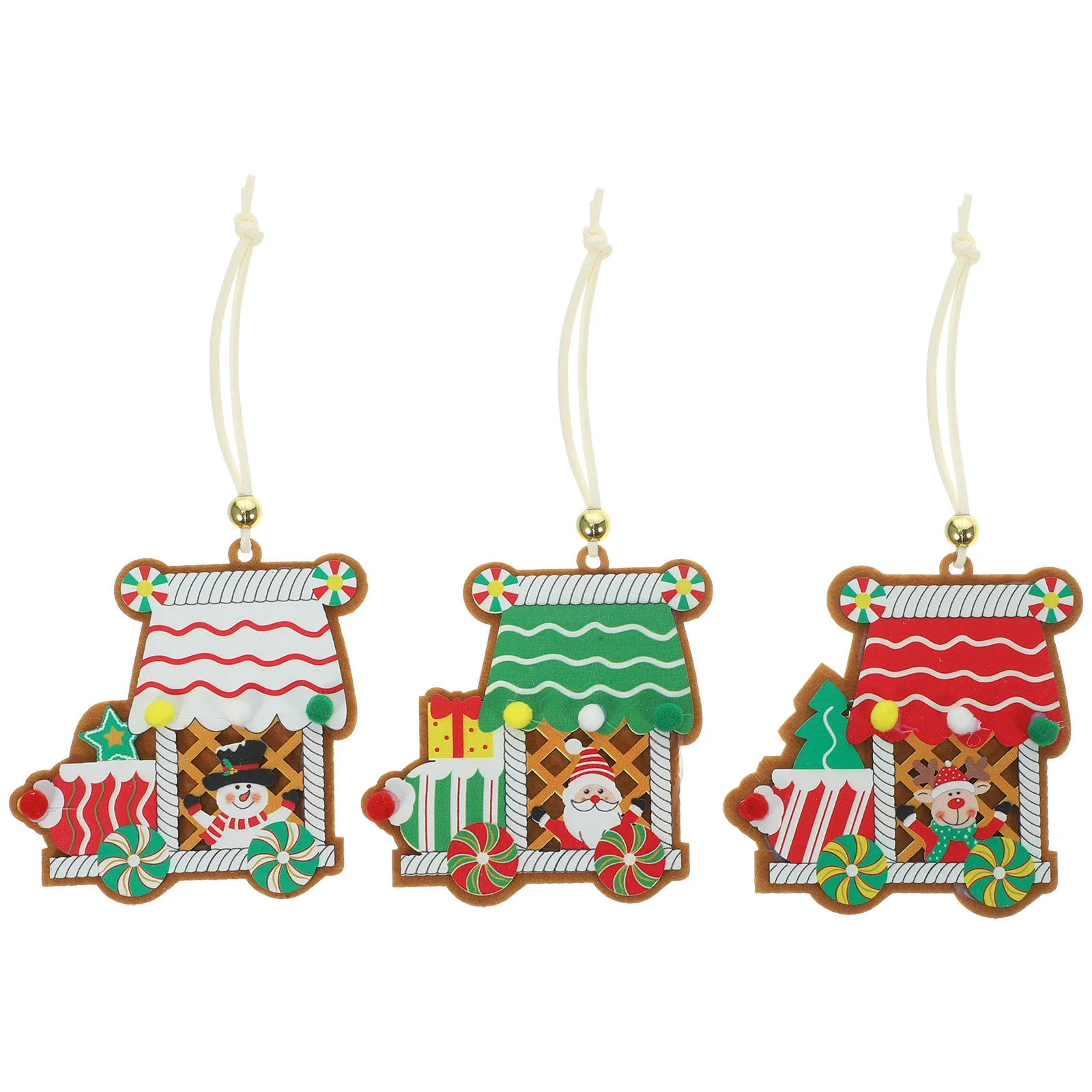 

3pcs Wooden House Hanging Ornaments Christmas Tree Pendants Xmas Party Decor Hanging Props Xmas Tree Ornament Supplies