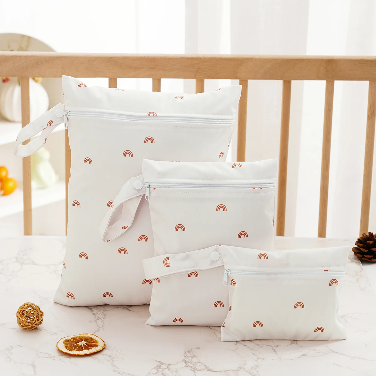 Elinfant 3 Stück tragbare Nass-Trocken-Tasche für Badeanzüge, wasserdichte Wickeltaschen für Stoffwindeln, waschbare wiederverwendbare Aufbewahrungstasche