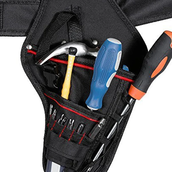 Funda para taladro, soporte para taladro de impacto impermeable, bolsa para herramientas eléctricas multifuncional con cinturón para llave y martillo S