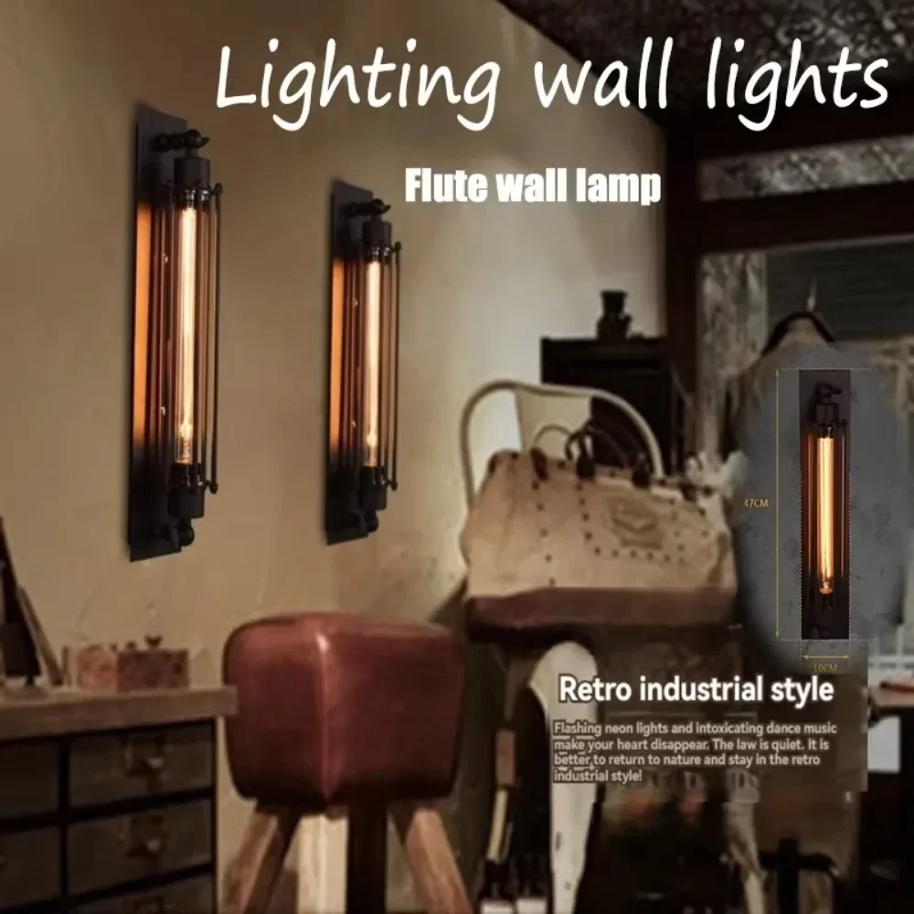 العتيقة تنمو الناي الجدار مصباح الحديد المطاوع النمط الصناعي الأمريكي الرجعية مطعم الممر الممر الإضاءة الجدار مصباح ديكور الفرح