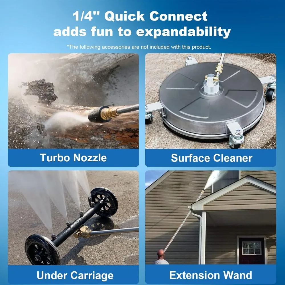Myjka ciśnieniowa z wężem 10-metrowym, profesjonalna myjka ciśnieniowa, urządzenie do czyszczenia wysokociśnieniowego, pistolet do piany, 4 dysze