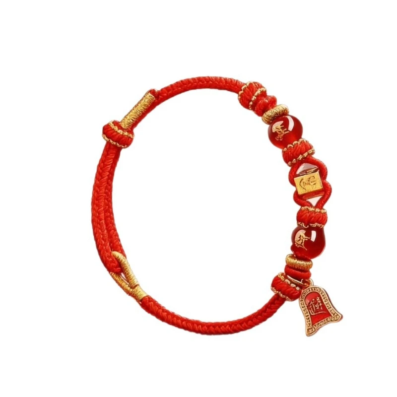 2026 Horse Year Tai Sui Protection Red String Bracelet Horse Rat Ox Rabbit Handmade Woven Mens Womens Lucky Daily Jewelry Gifts
