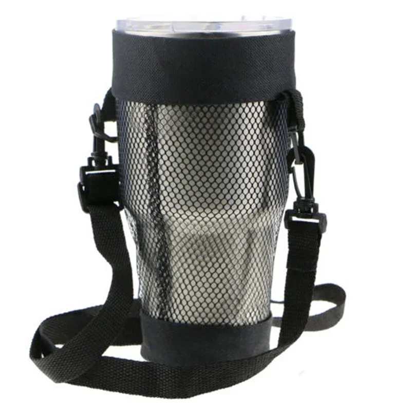 Eeatop Cup Mug Holder Bag Water Bottle Carry Mesh Net Bag Portable Cup Pouch With Detachable Strap For Walking Running Hiking Bi