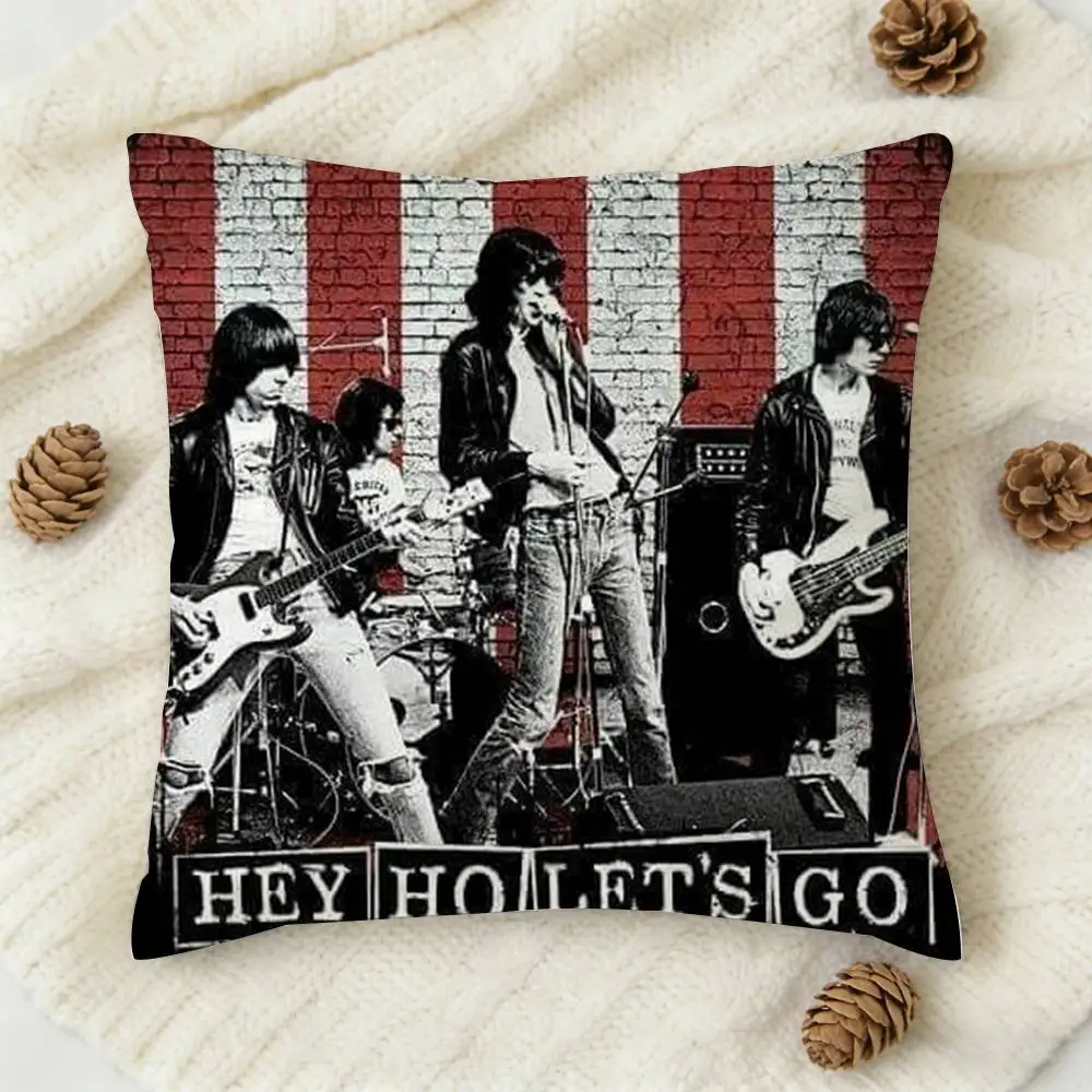 Rock Band R-Ramones Double-sided Printed Square Decorative Cushion Cover for Sofa Living Room Home Decor 3