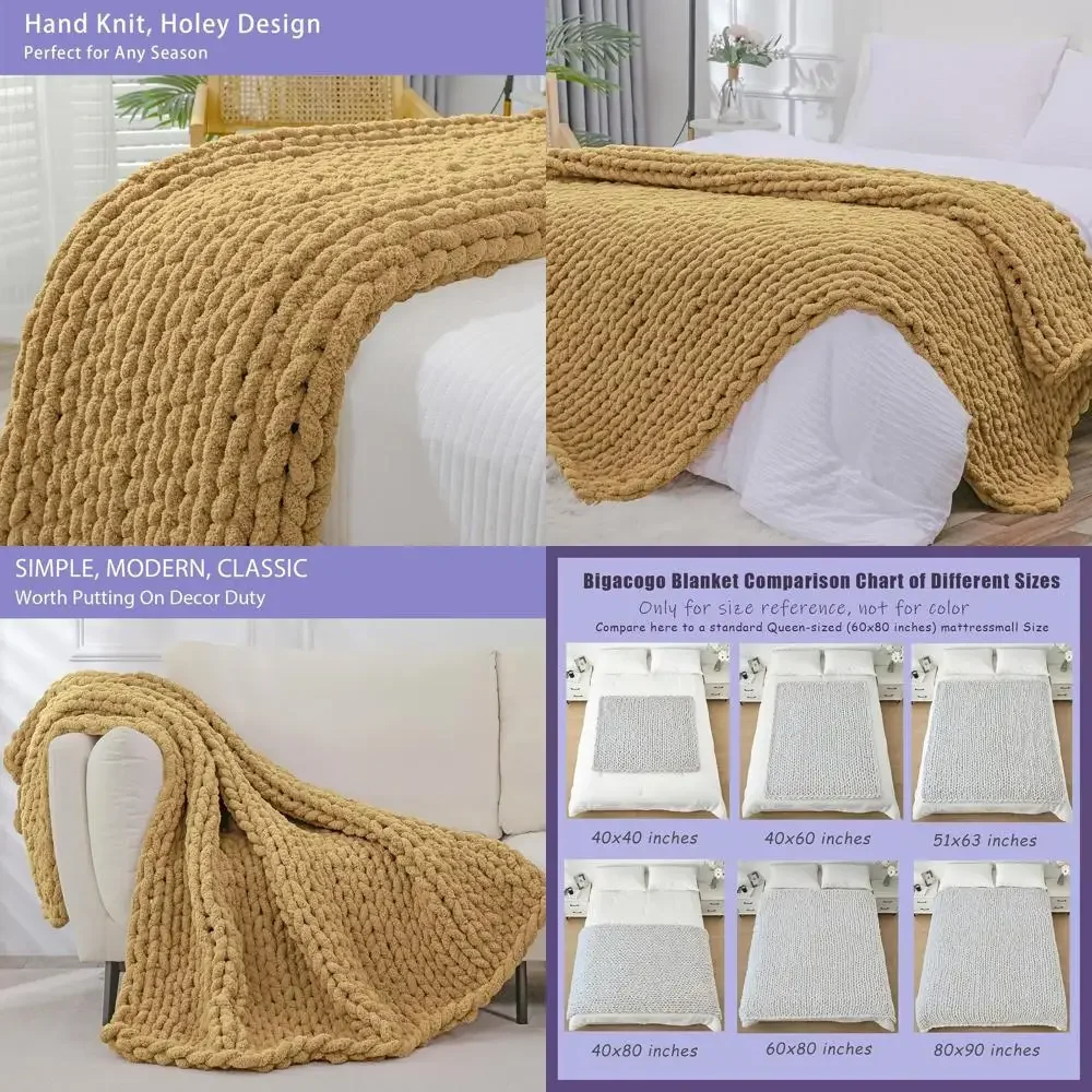 

Вязаный плед ручной работы из синели, 51x63, плюшевый и мягкий, для дивана, гостиной