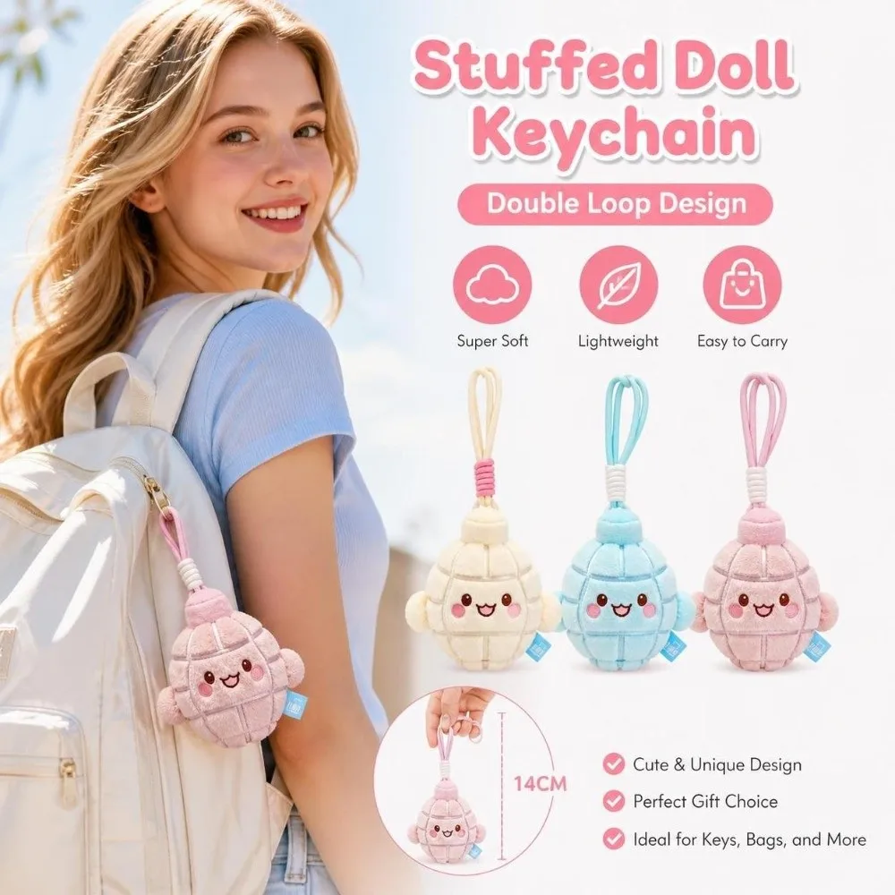 Gifts Colorful Keychain Embroidered Face Hanging Loop Stuffed Doll Keychain Cute Furry Bag Charm Backpack Accessories