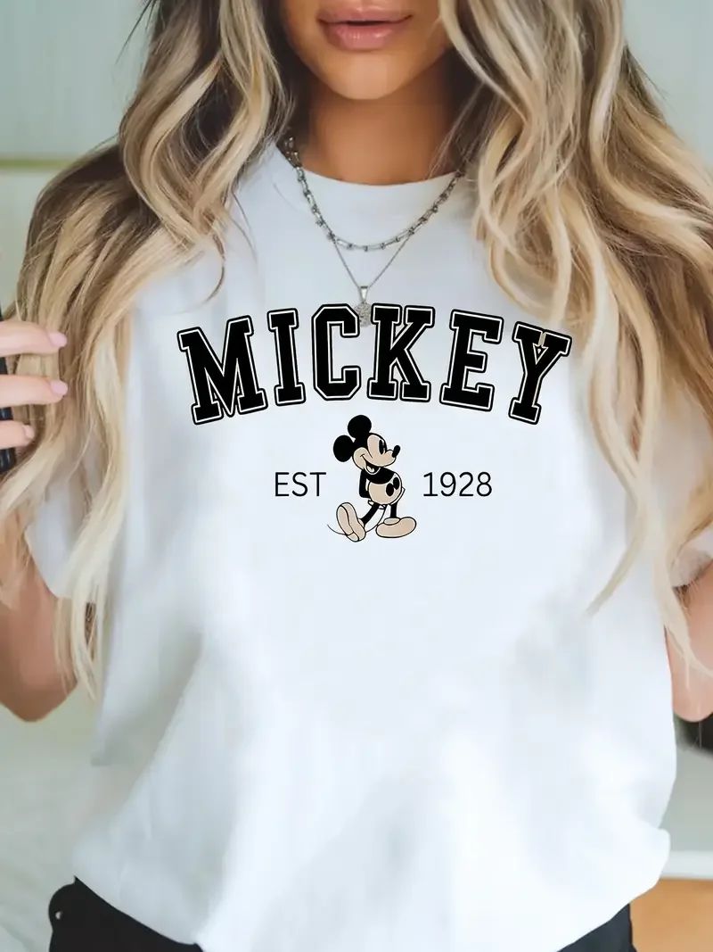 Dames T-shirt Disney Minnie Mouse Daisy Duck Smile T-shirt Paar Mannen Katoen Casual Oversize Meisjes Tees Tops Vakantie Unisex