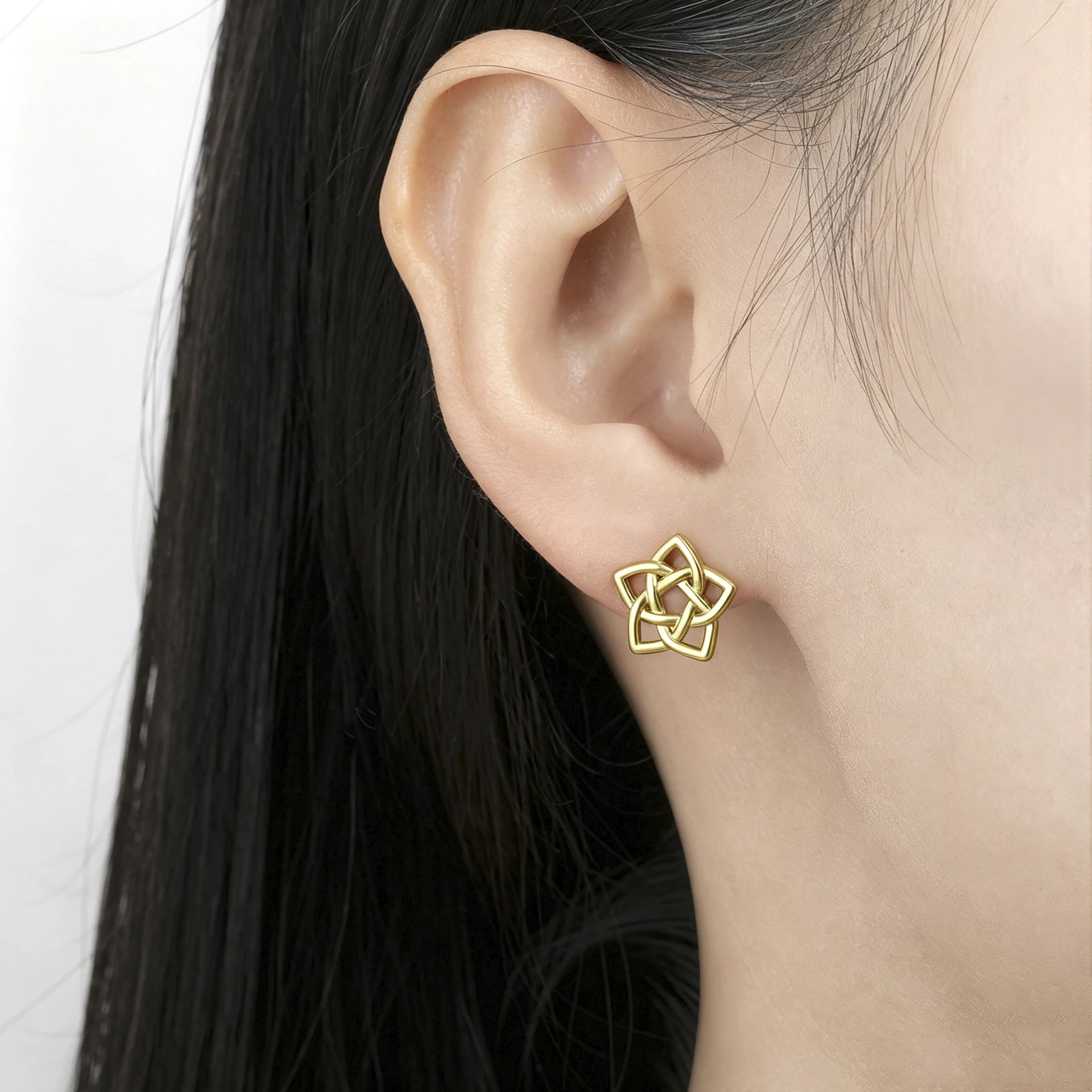 Eueavan 3D-Keltische Ohrstecker aus Edelstahl, Irischer Vierzackiger Knoten-Schmuck, Segens-Hohlohrringe für Damen, Geschenk, Großhandel – Detail 1