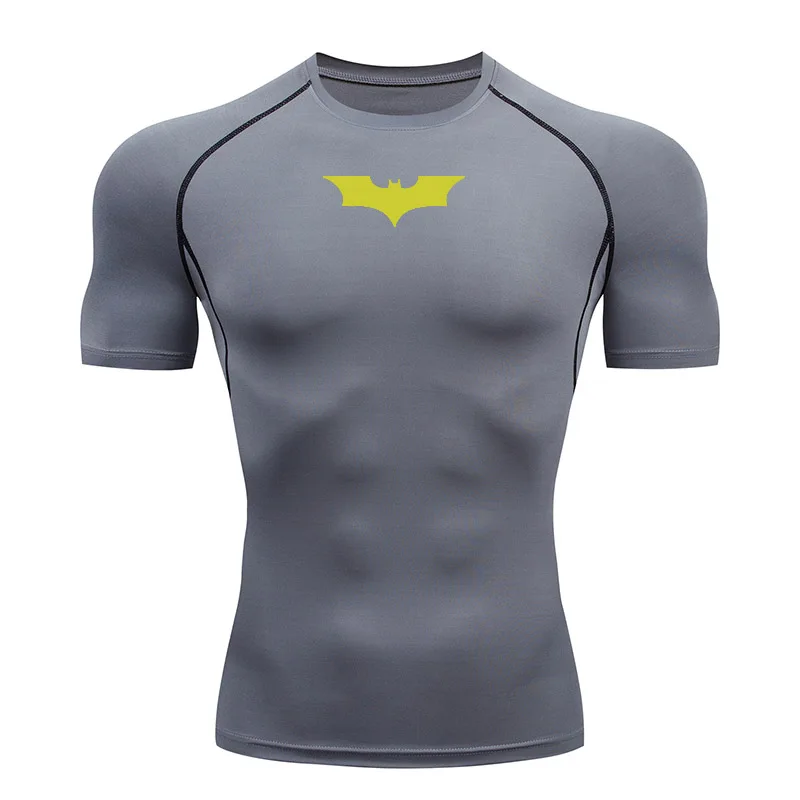 Bat Printed Men's Tight T-Shirt Running Compression Compression T Shirt Gym Fitness Jogging Short Sleeve Male Casual Shirt Tops image 4