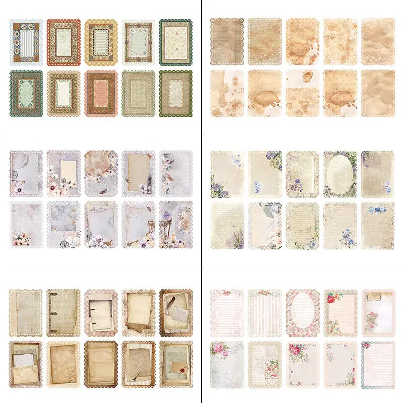 10Pcs Vintage Floral Paper Scrapbook Diy Photo Album Card Making Journal Craft Diy Craft Background Paper Office Supplies